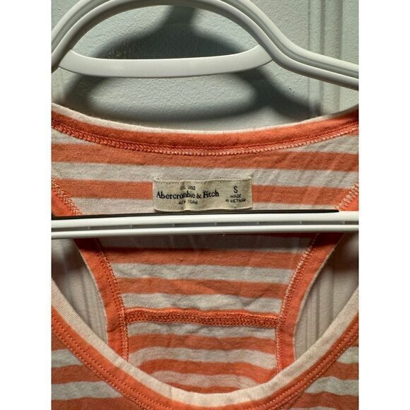 Women's Abercrombie & Fitch Orange & White Racerback Tank Top Size Small - Picture 2 of 6